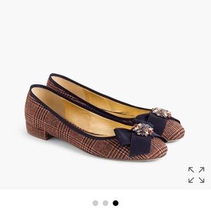 J crew plaid bow flats